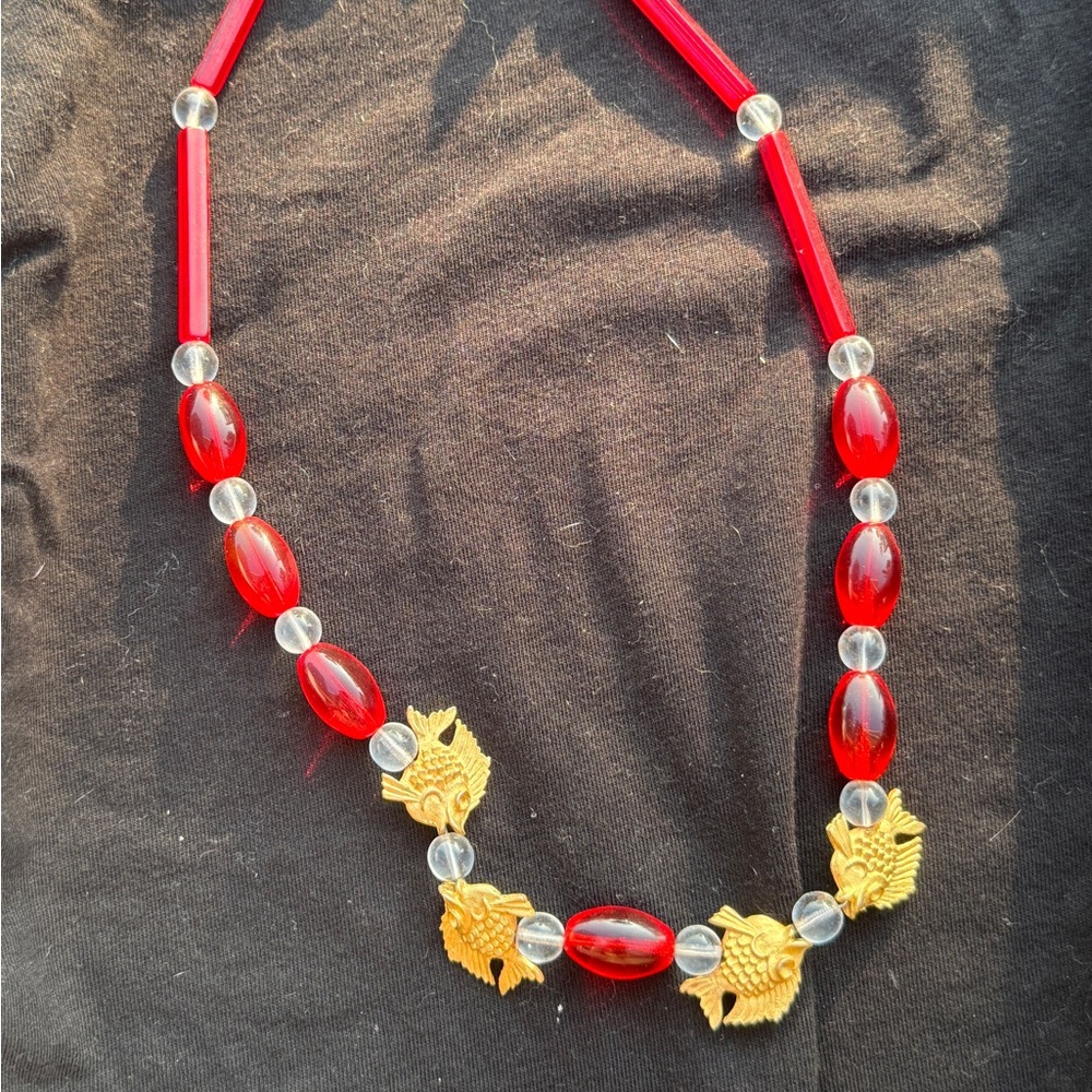 Elegant Red and Gold Necklace